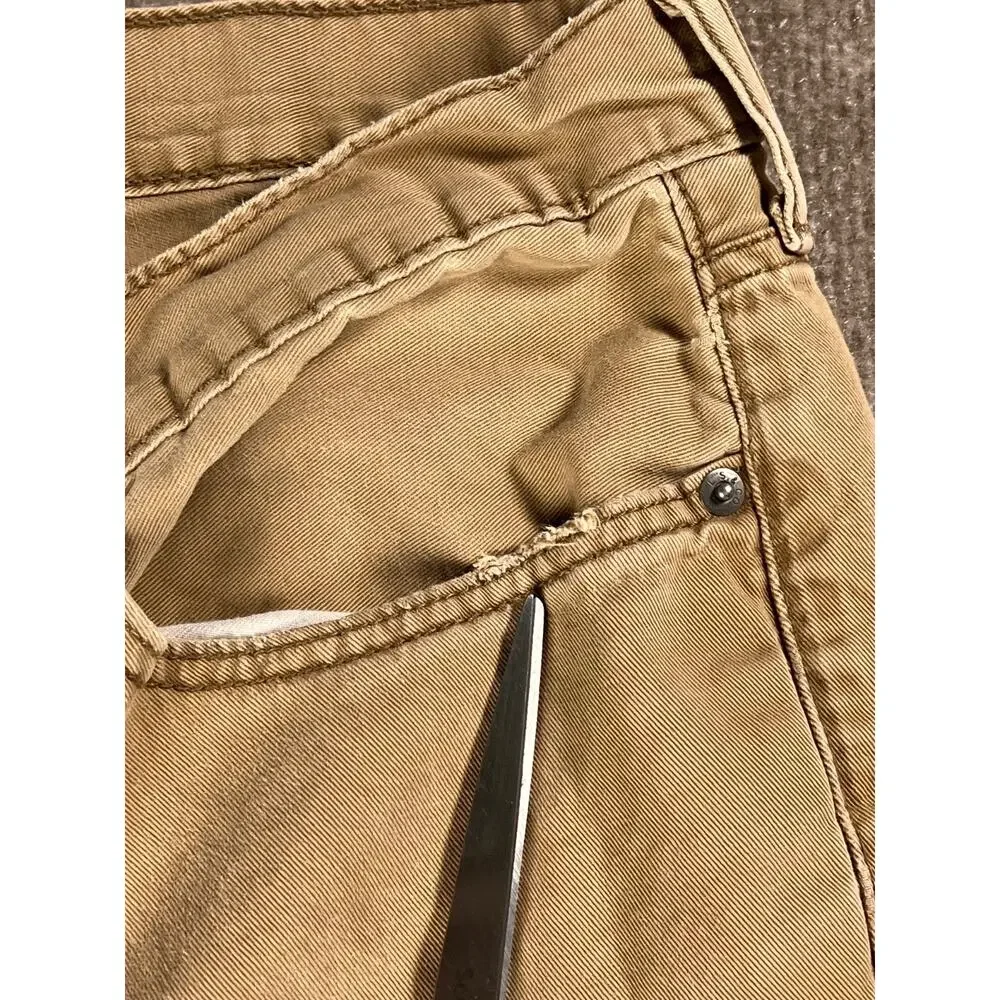 Levis Jeans Mens 34x32 Tan Khaki Straight Leg Distressed Cotton Denim